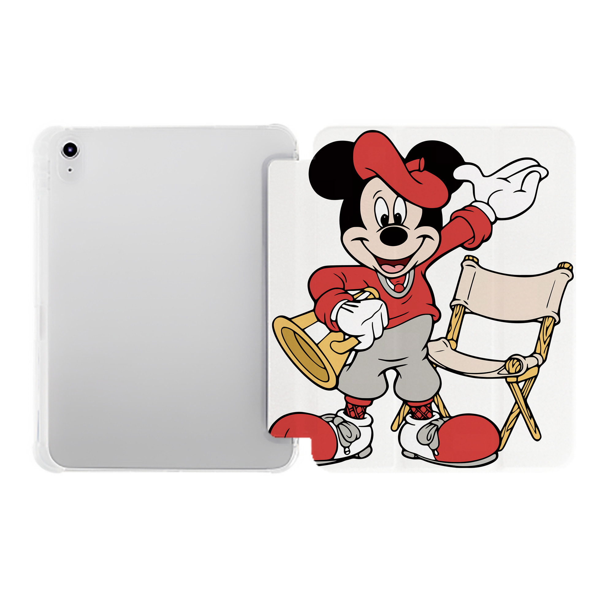 （画像用） ミッキーマウス Mickey Mouse IPad ケース ペン収納付き 三つ折りスタンド PUレザー×シリコン 対応機種9.5/10.5/10.9インチ